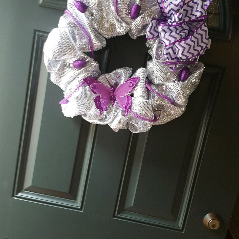 Christmas White and Lavender Wreath